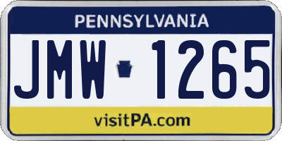 PA license plate JMW1265