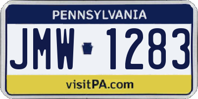 PA license plate JMW1283