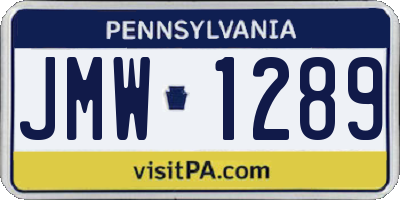 PA license plate JMW1289