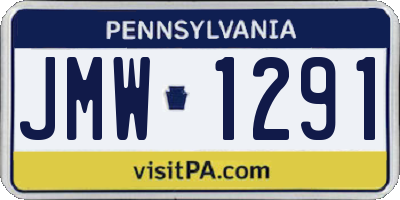 PA license plate JMW1291