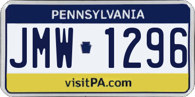 PA license plate JMW1296