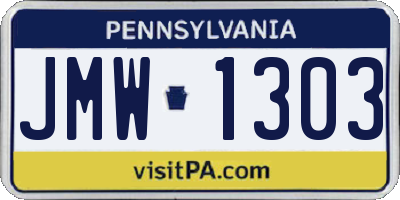 PA license plate JMW1303