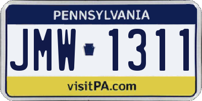 PA license plate JMW1311