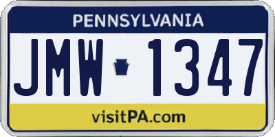PA license plate JMW1347