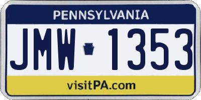 PA license plate JMW1353