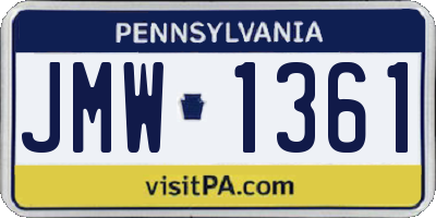 PA license plate JMW1361