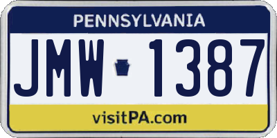 PA license plate JMW1387