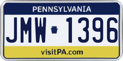 PA license plate JMW1396
