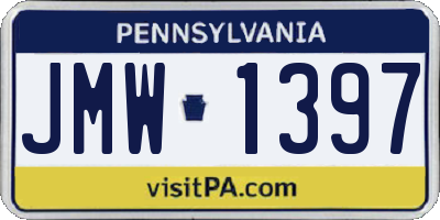PA license plate JMW1397