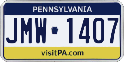 PA license plate JMW1407