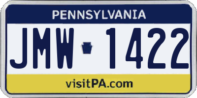PA license plate JMW1422