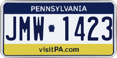 PA license plate JMW1423