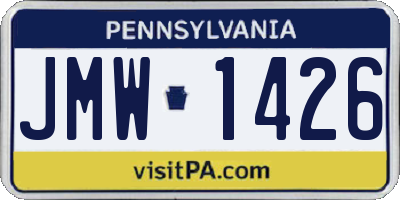 PA license plate JMW1426