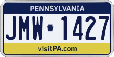 PA license plate JMW1427