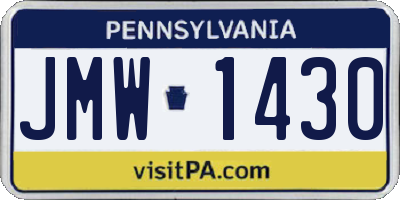 PA license plate JMW1430