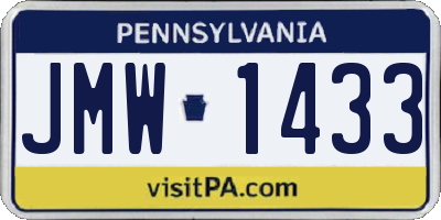 PA license plate JMW1433