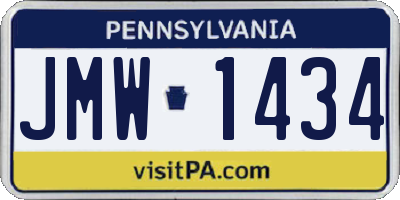 PA license plate JMW1434