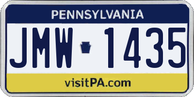 PA license plate JMW1435