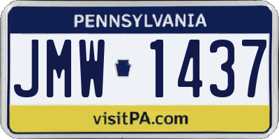 PA license plate JMW1437