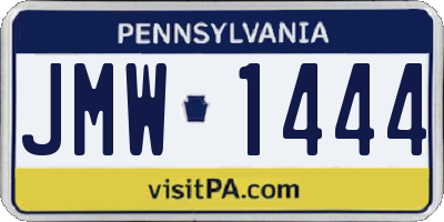 PA license plate JMW1444