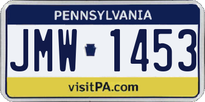 PA license plate JMW1453