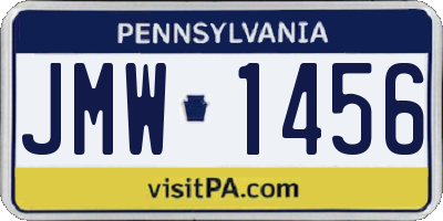 PA license plate JMW1456