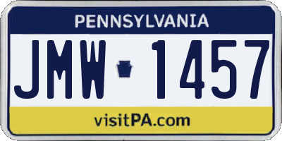 PA license plate JMW1457