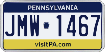 PA license plate JMW1467