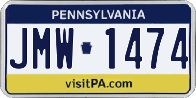 PA license plate JMW1474