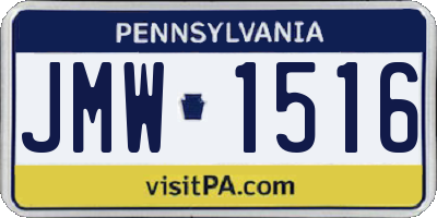 PA license plate JMW1516