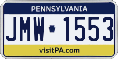 PA license plate JMW1553