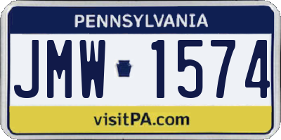 PA license plate JMW1574