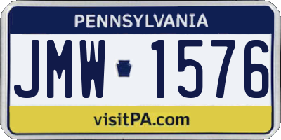 PA license plate JMW1576
