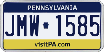 PA license plate JMW1585