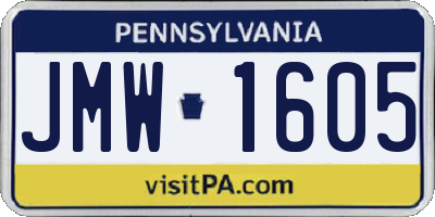 PA license plate JMW1605
