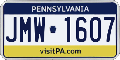 PA license plate JMW1607