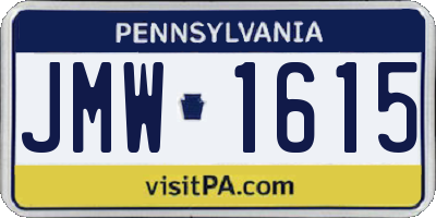 PA license plate JMW1615