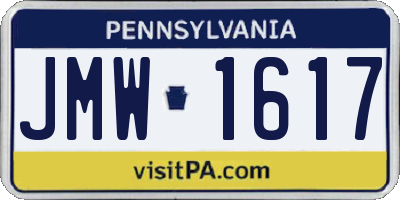 PA license plate JMW1617