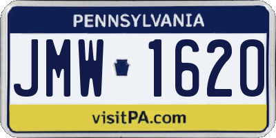 PA license plate JMW1620
