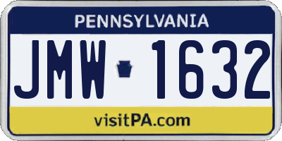PA license plate JMW1632