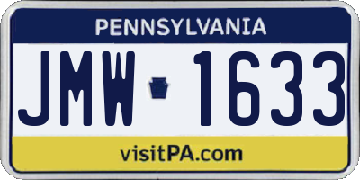 PA license plate JMW1633