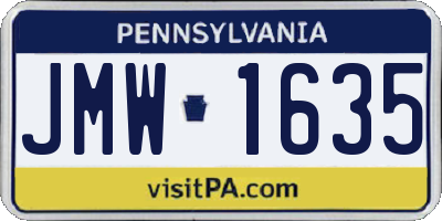 PA license plate JMW1635