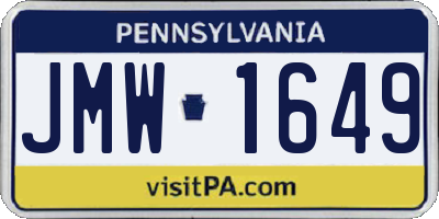PA license plate JMW1649