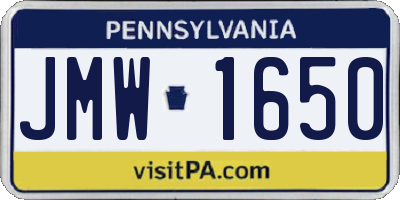 PA license plate JMW1650