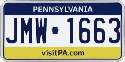 PA license plate JMW1663