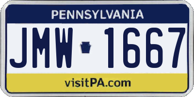 PA license plate JMW1667