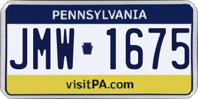 PA license plate JMW1675