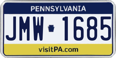 PA license plate JMW1685
