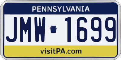 PA license plate JMW1699
