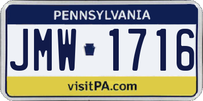 PA license plate JMW1716